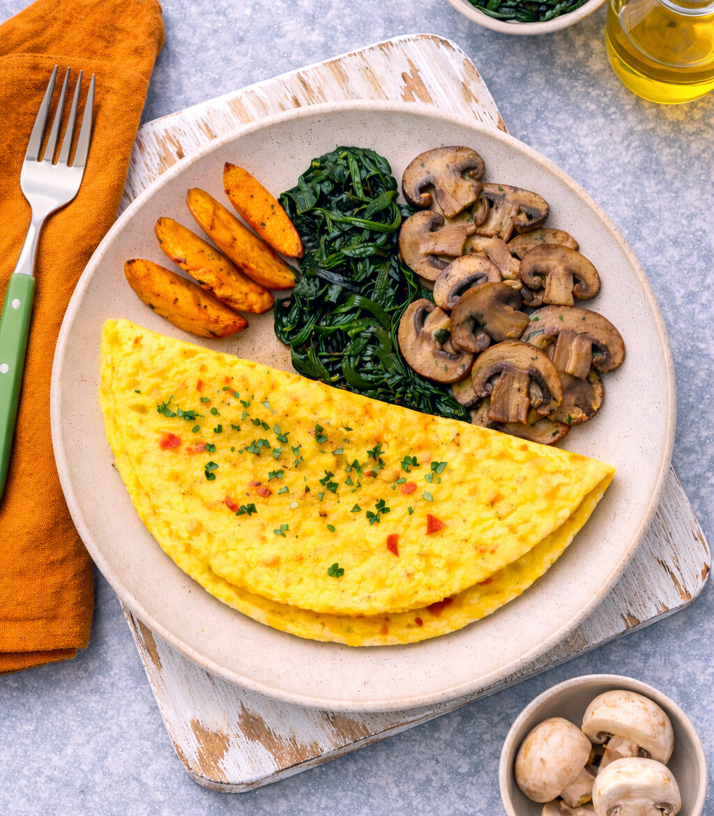 Ομελέτα από βιολογικά αυγά, με πιπεριά Φλωρίνης & Άνηθο